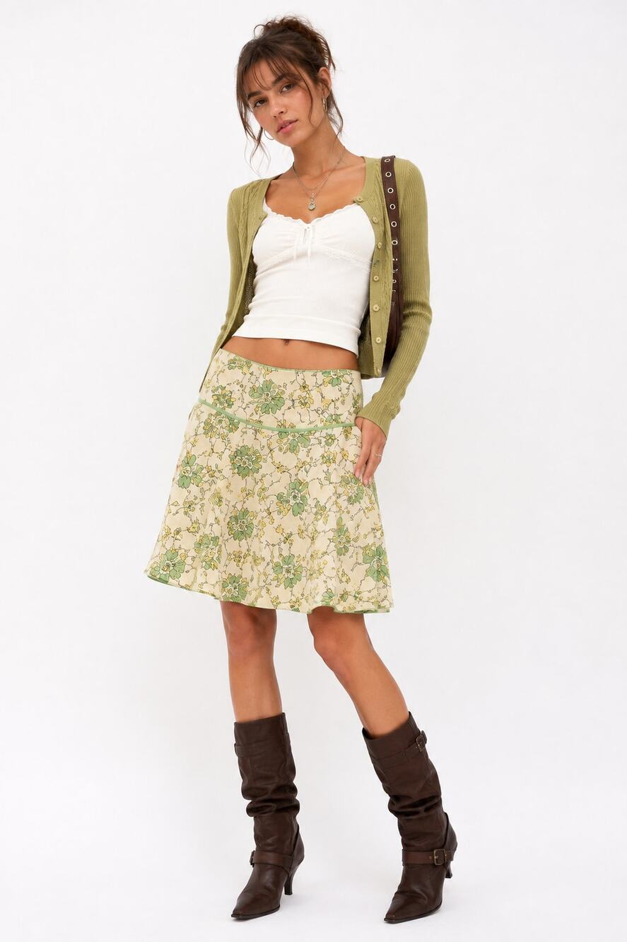 VTG 90s Y2K JKLA California Floral Midi Skirt XL Cottagecore Whimsigoth Retro